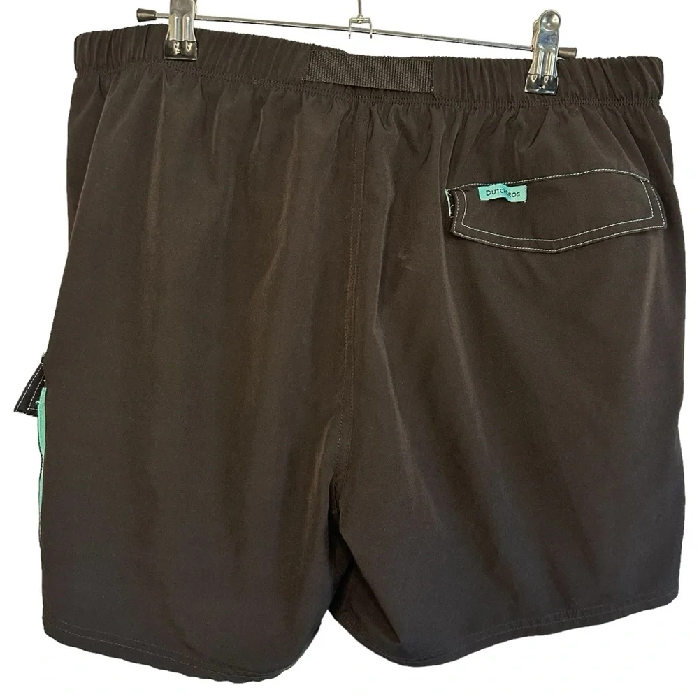 Dutch Bros Swim Shorts XXL Black Thick Quality Pockets Belt DB 1992 RARE